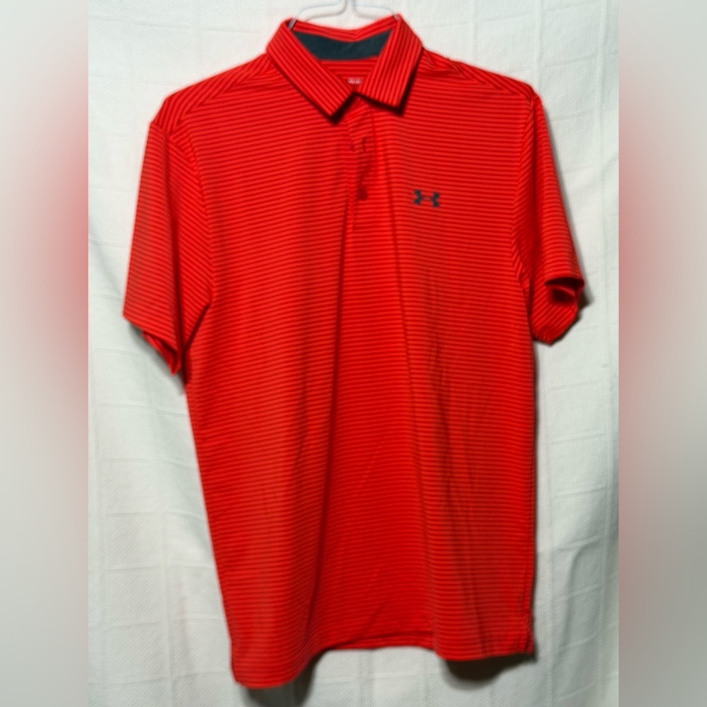 Under Armour Men's Red and Gray Striped Undershirt